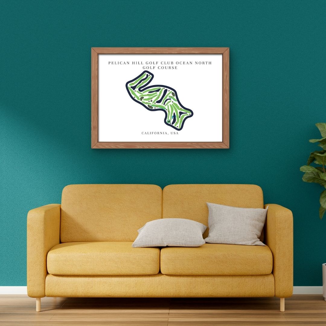 Pelican Hill Golf Club Ocean North Golf Course Prints, California, Golf Map Artwork
