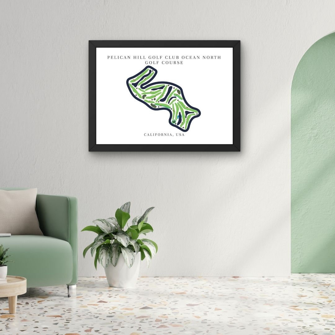 Pelican Hill Golf Club Ocean North Golf Course Prints, California, Golf Map Artwork
