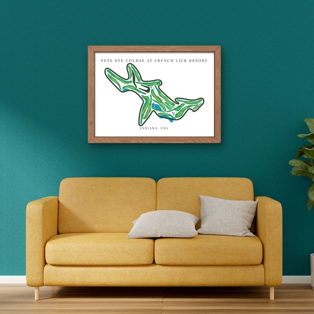 Pete Dye Course at French Lick Resort Golf Course Prints, Indiana, Golf Map Artwork