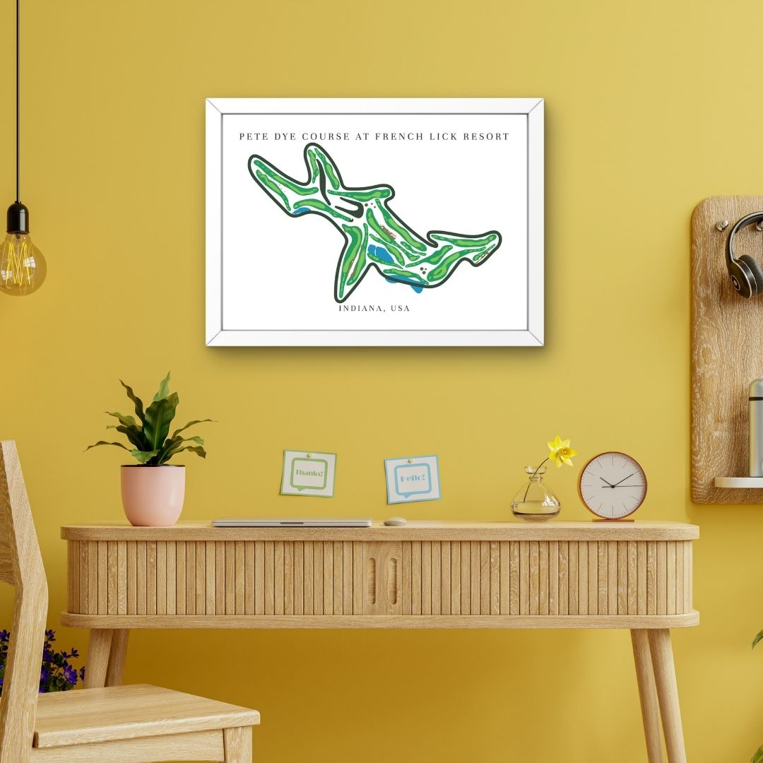 Pete Dye Course at French Lick Resort Golf Course Prints, Indiana, Golf Map Artwork