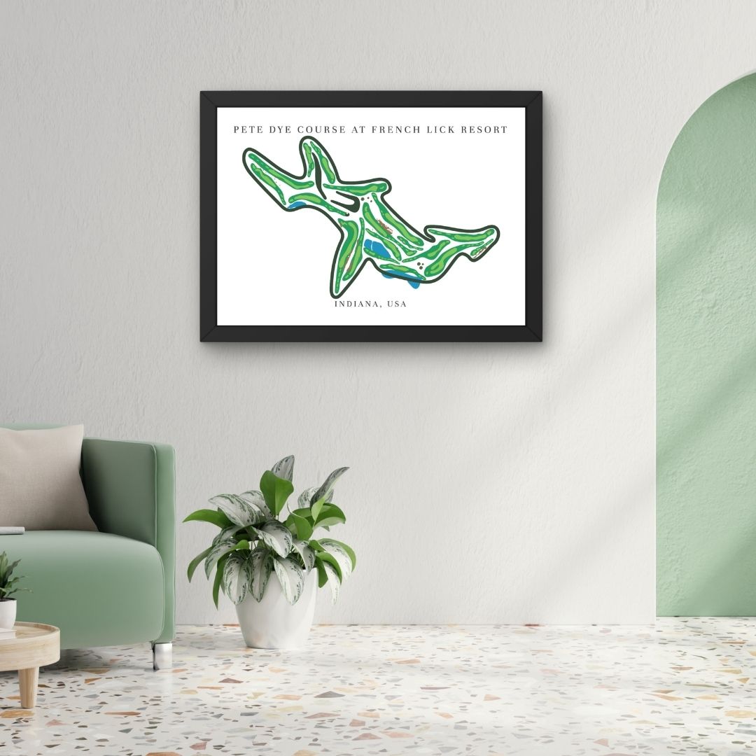 Pete Dye Course at French Lick Resort Golf Course Prints, Indiana, Golf Map Artwork