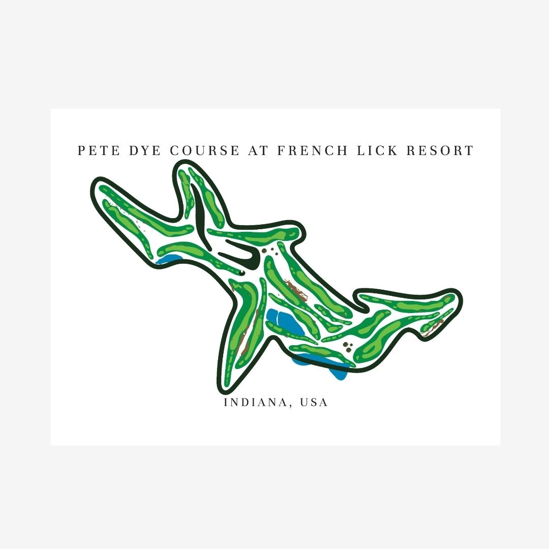 Pete Dye Course at French Lick Resort Golf Course Prints, Indiana, Golf Map Artwork