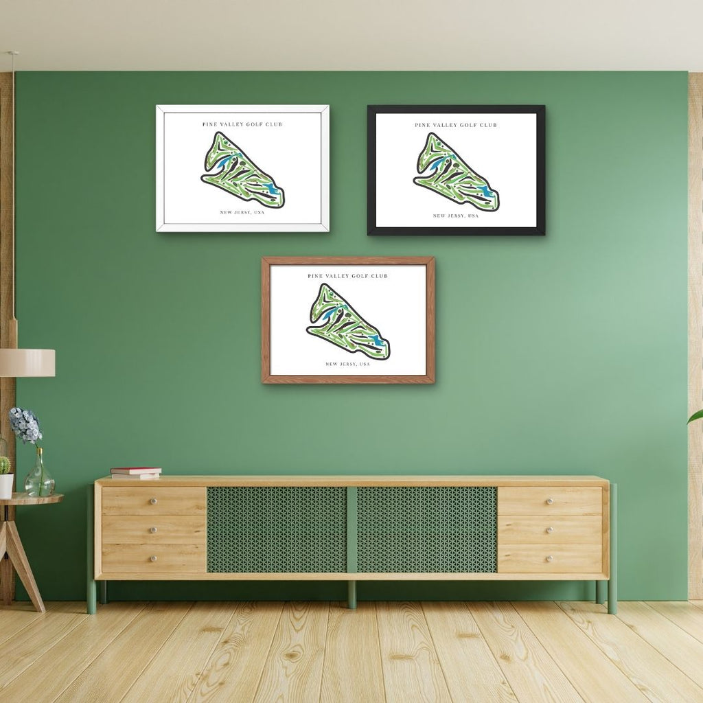 Pine Valley Golf Club Golf Course Prints, New Jersey, Golf Map Artwork