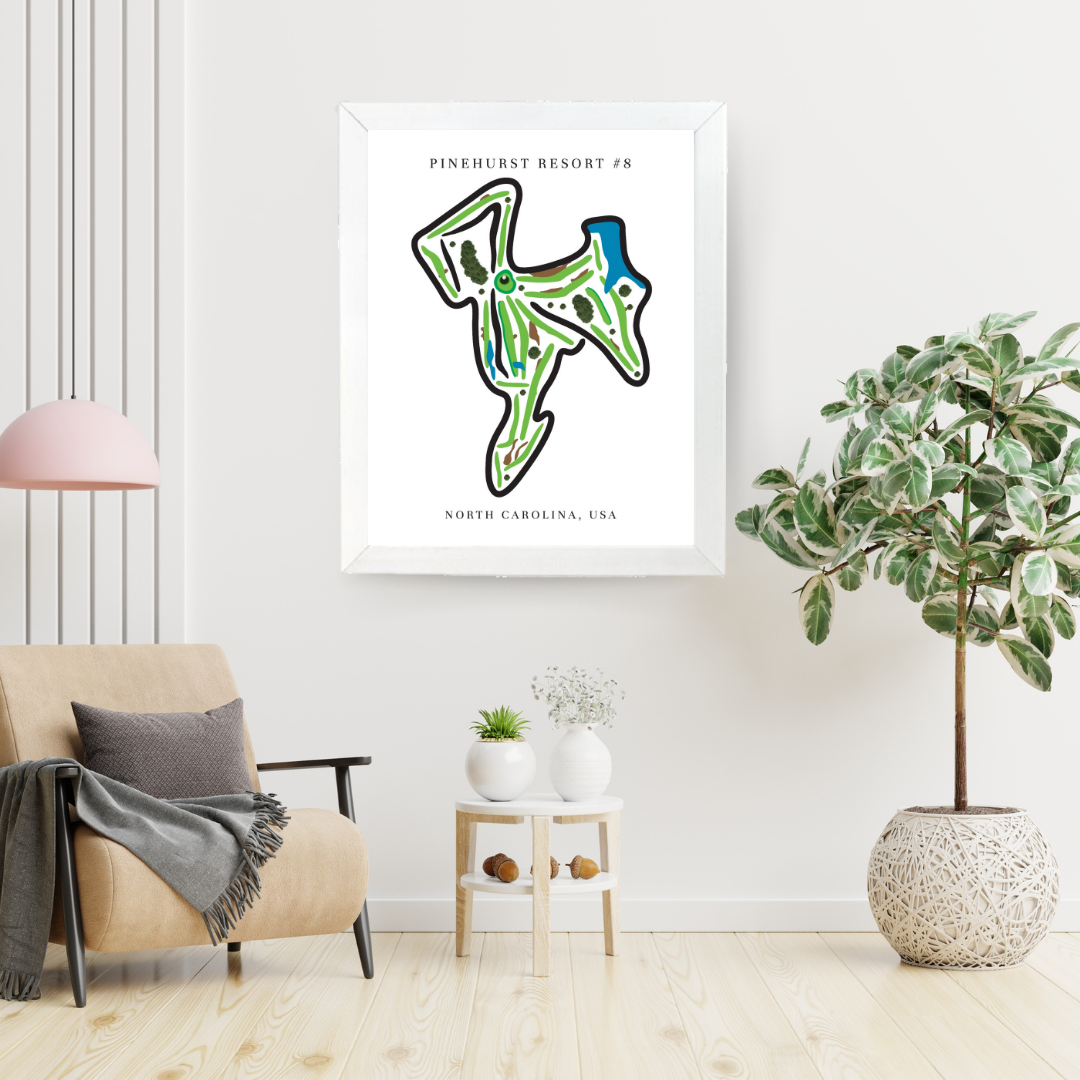 Pinehurst Resort #8 Golf Course Prints, North Carolina, Golf Map Artwork