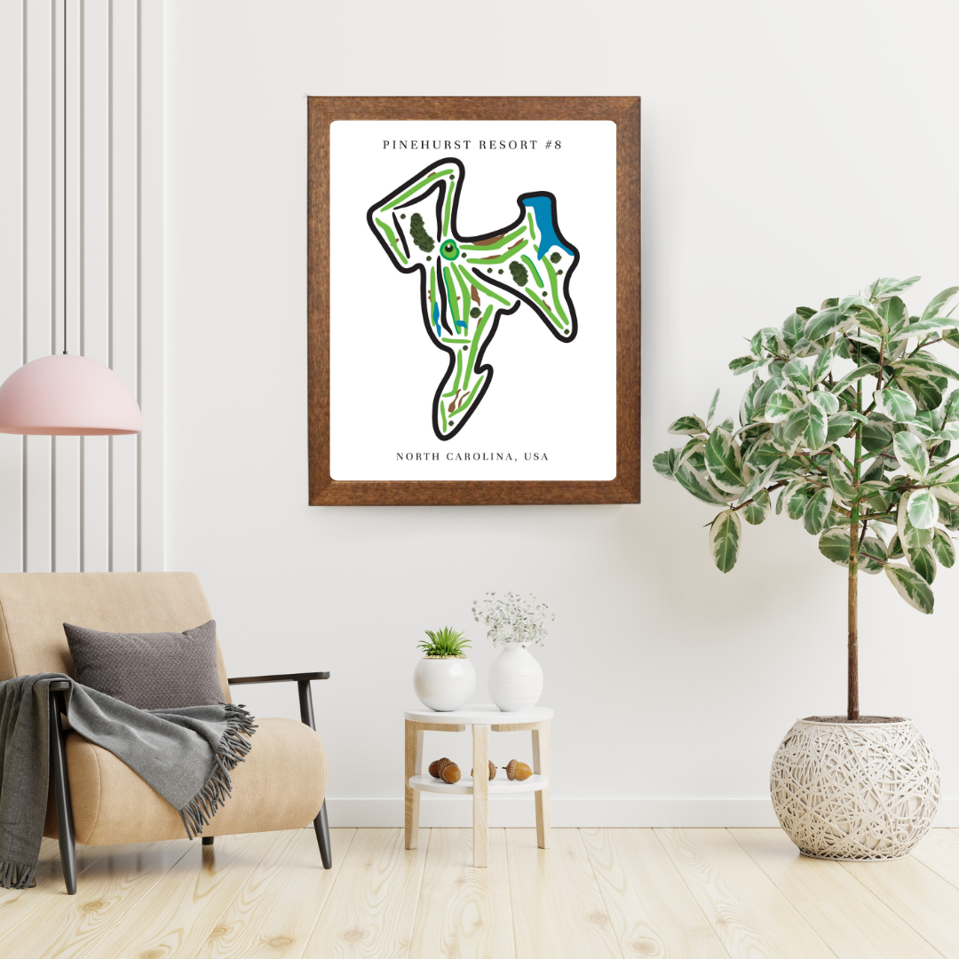 Pinehurst Resort #8 Golf Course Prints, North Carolina, Golf Map Artwork