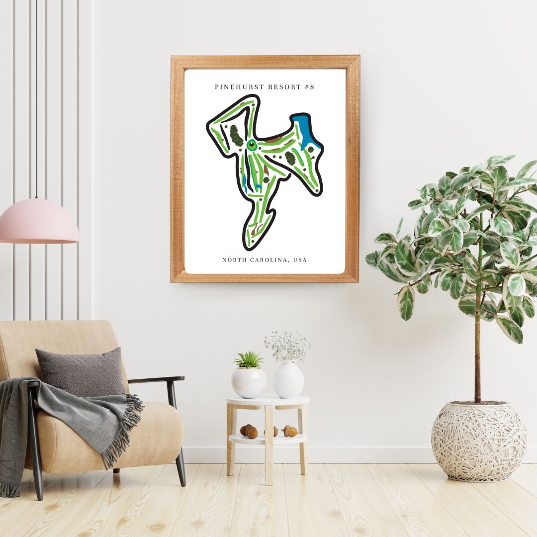Pinehurst Resort #8 Golf Course Prints, North Carolina, Golf Map Artwork
