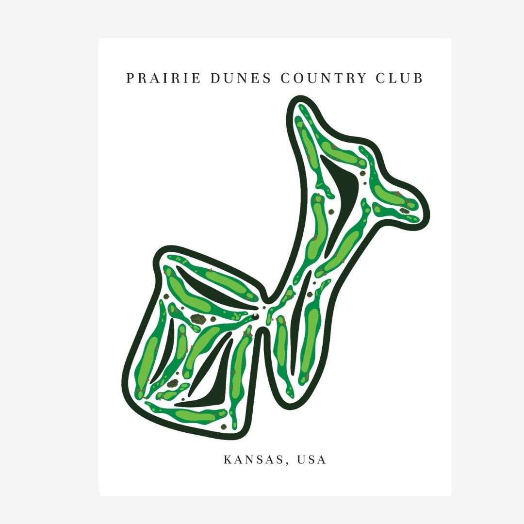 Prairie Dunes Country Club Golf Course Prints, Kansas, Golf Map Artwork