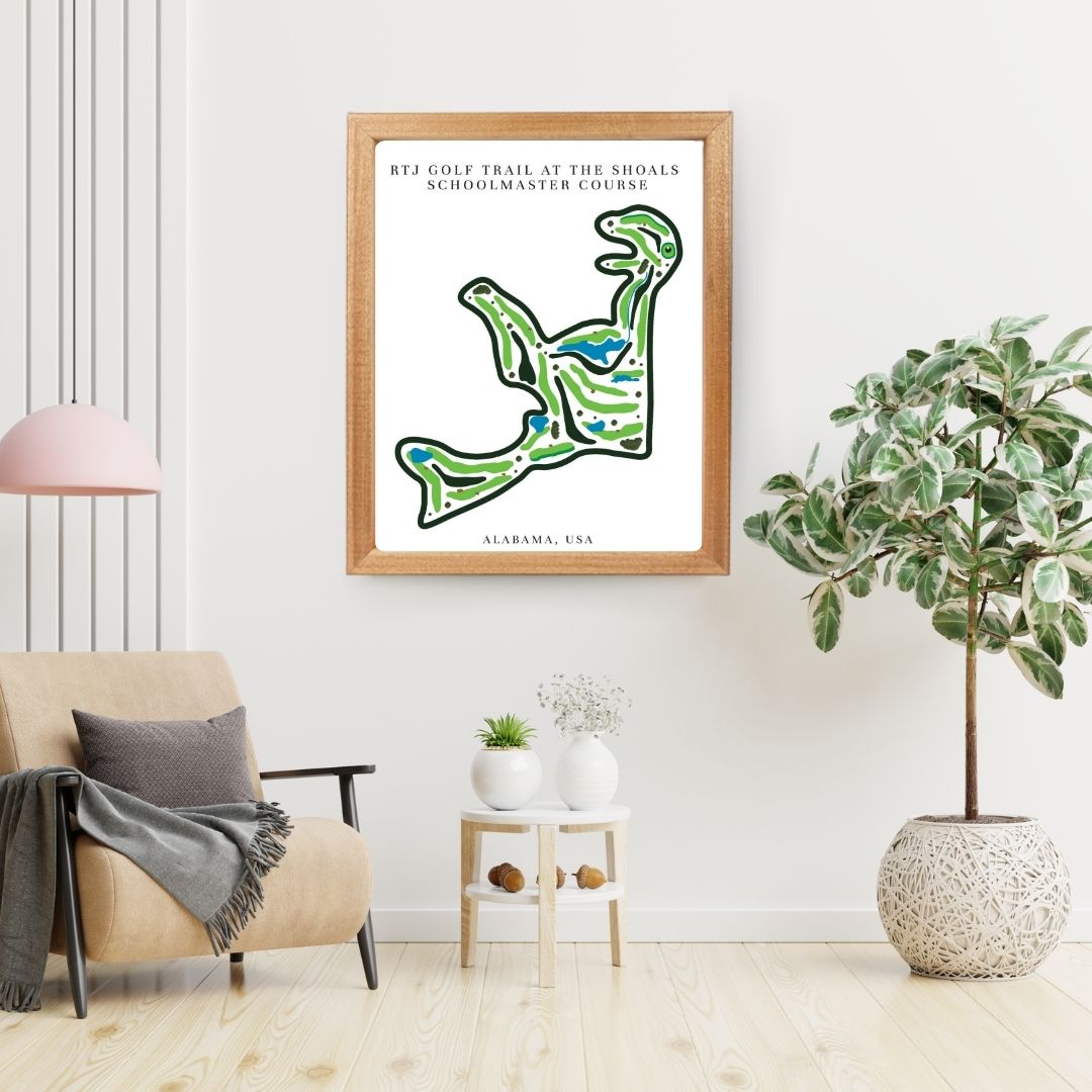 RTJ Golf Trail at The Shoals Schoolmaster Course Golf Course Prints, Alabama, Golf Map Artwork