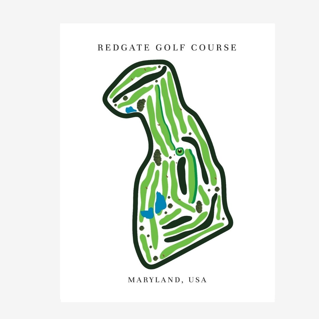 Redgate Golf Course Prints, Maryland, Golf Map Artwork