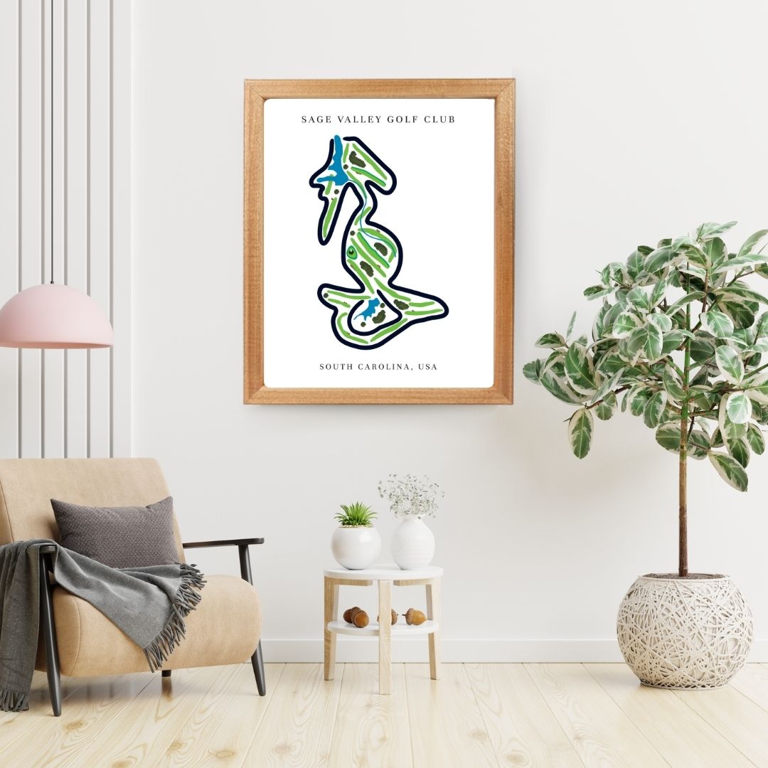 Sage Valley Golf Club Golf Course Prints, South Carolina, Golf Map Artwork