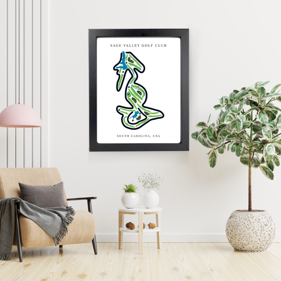 Sage Valley Golf Club Golf Course Prints, South Carolina, Golf Map Artwork