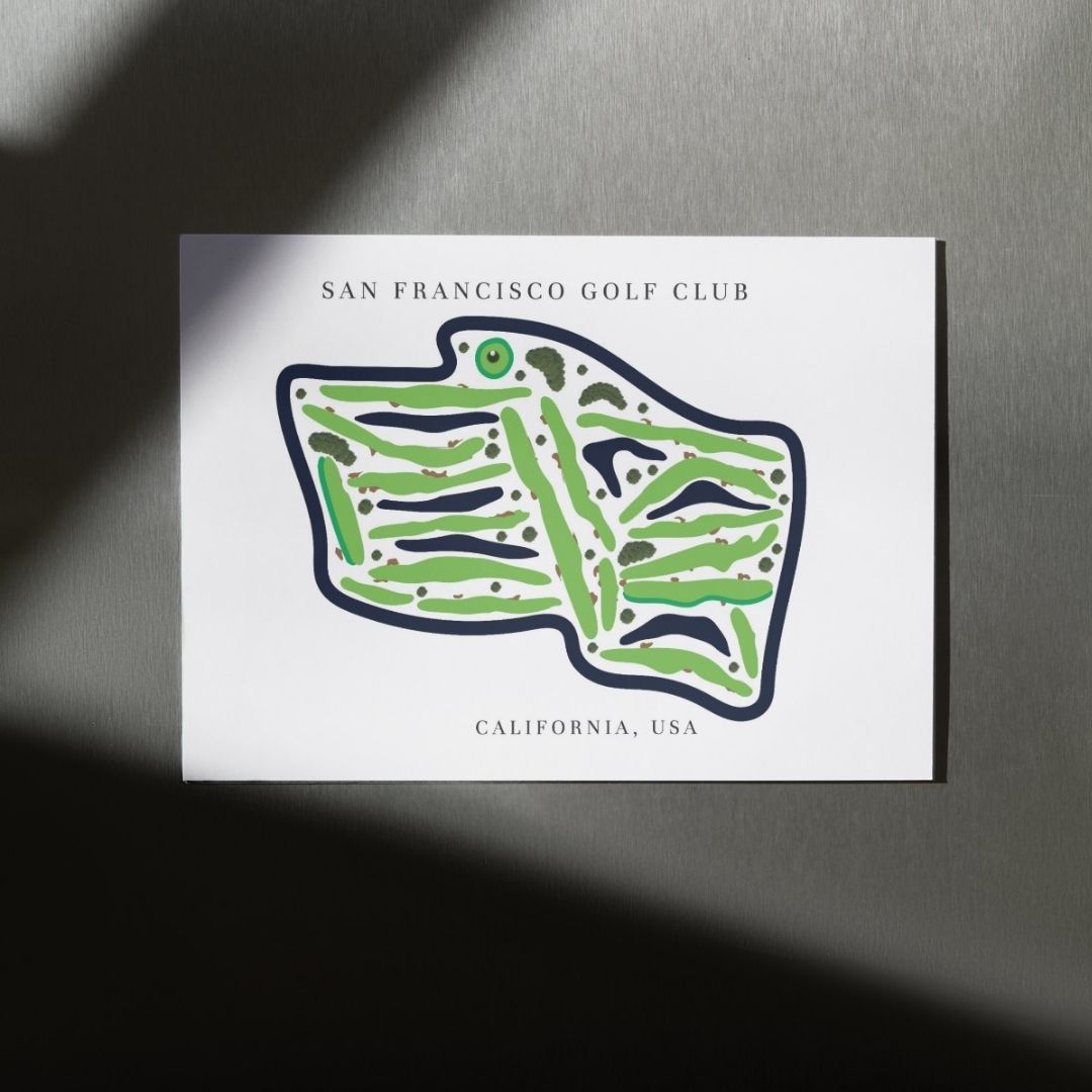 San Francisco Golf Club Golf Course Prints, California, Golf Map Artwork