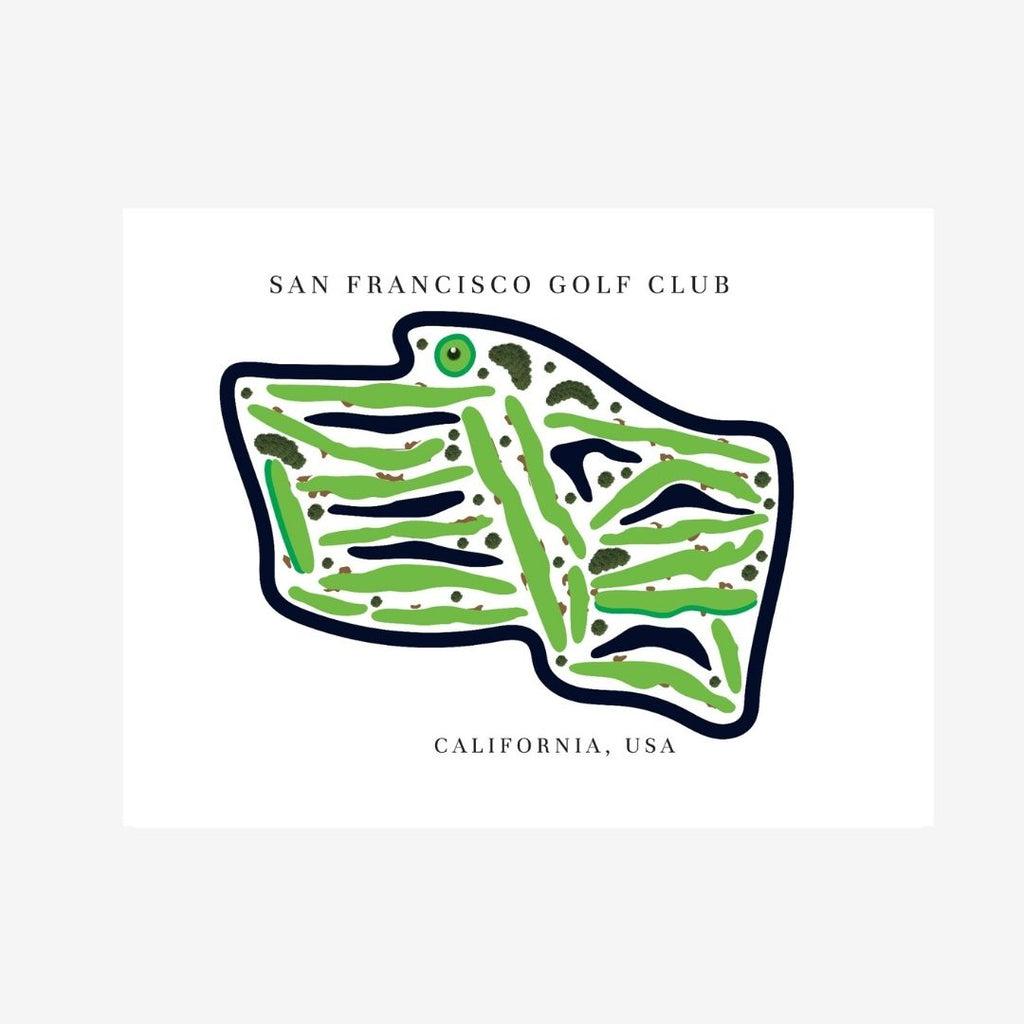 San Francisco Golf Club Golf Course Prints, California, Golf Map Artwork