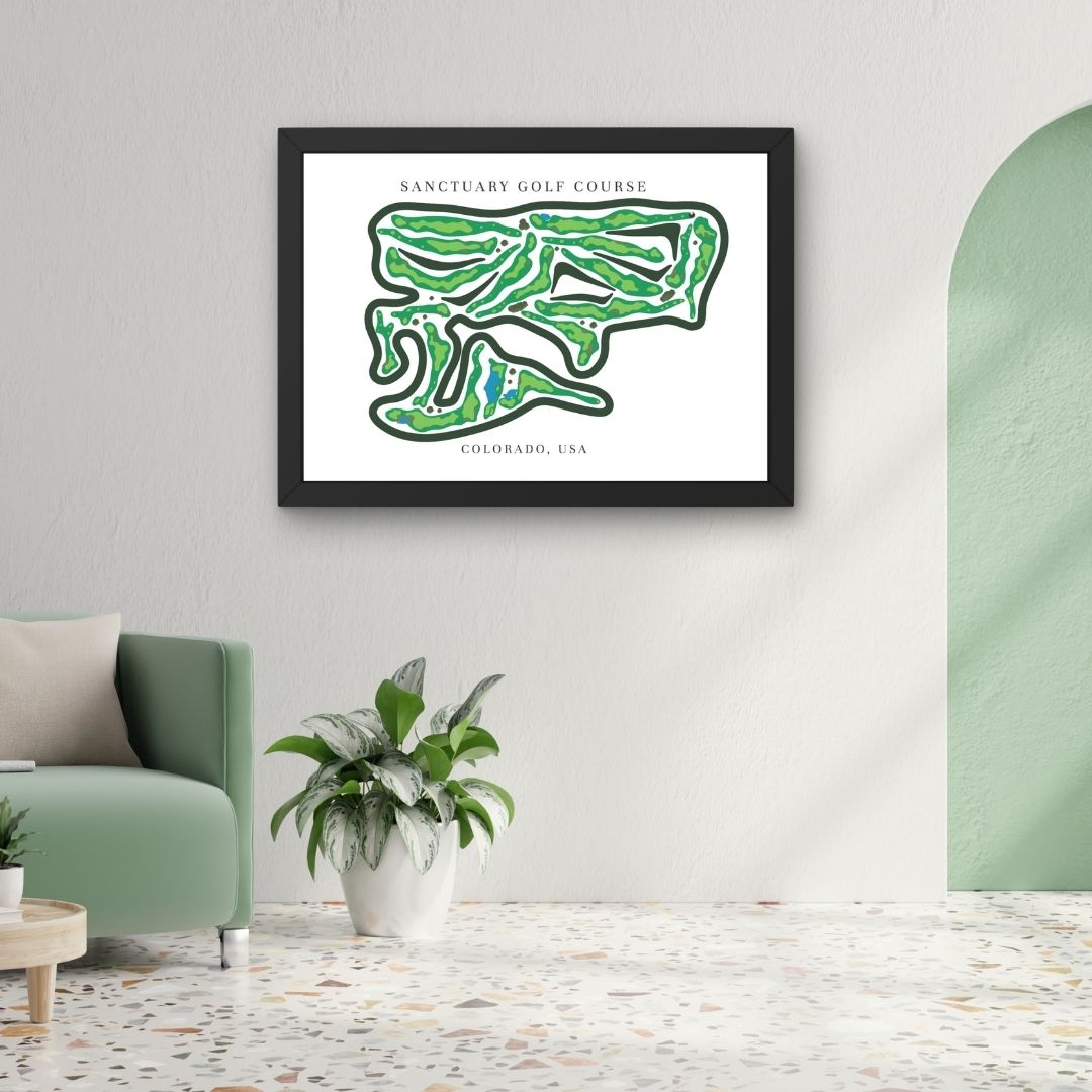 Sanctuary Golf Course Golf Course Prints, Colorado, Golf Map Artwork