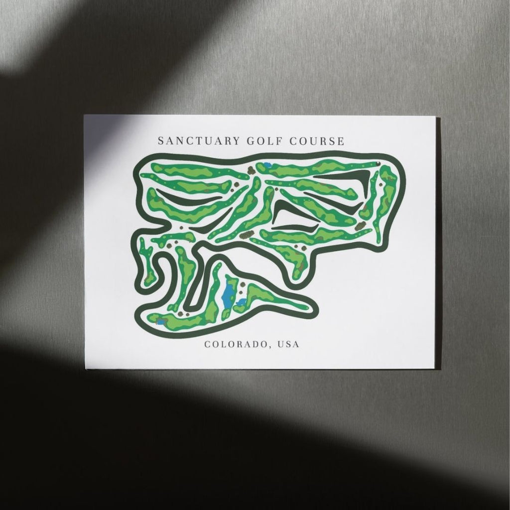 Sanctuary Golf Course Golf Course Prints, Colorado, Golf Map Artwork