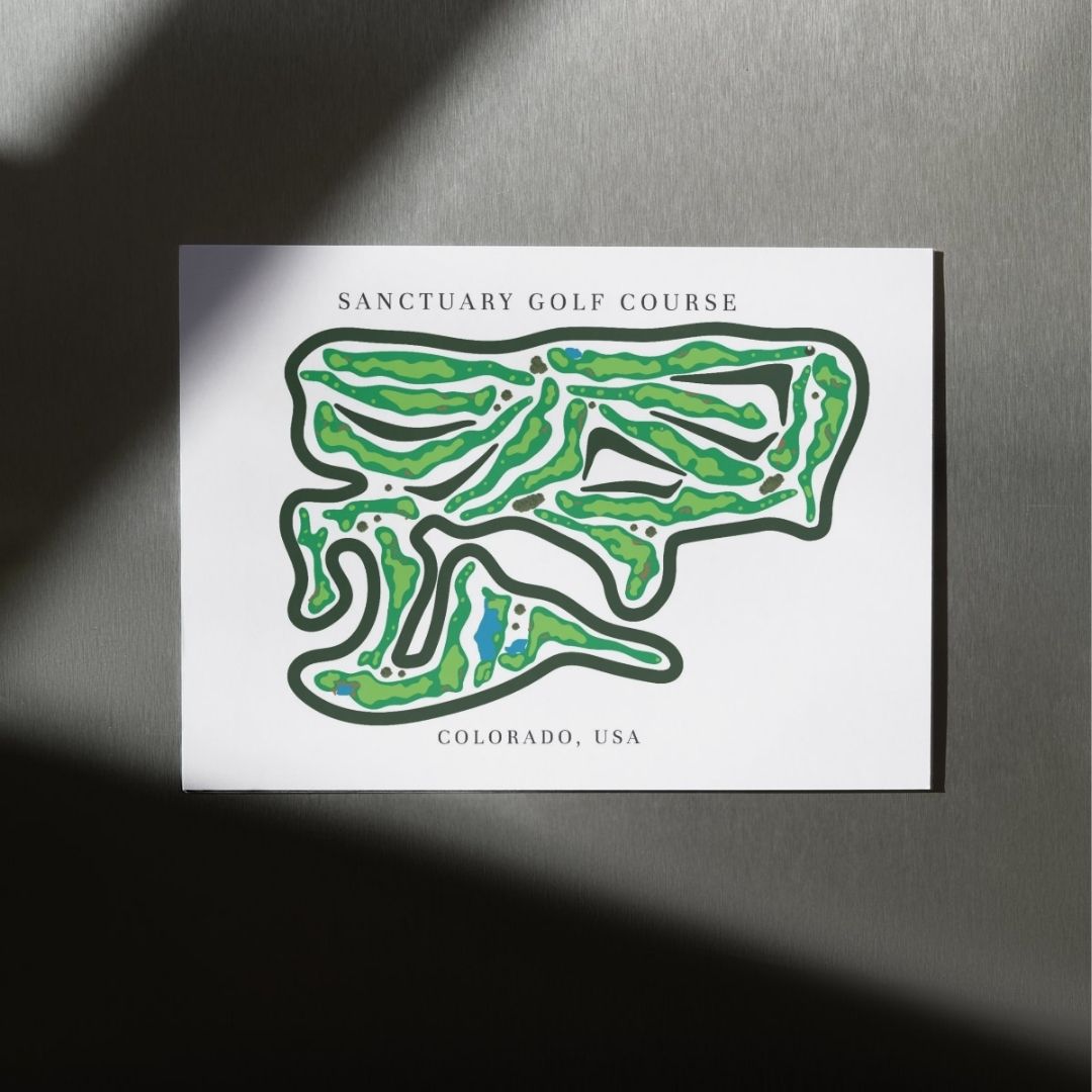 Sanctuary Golf Course Golf Course Prints, Colorado, Golf Map Artwork
