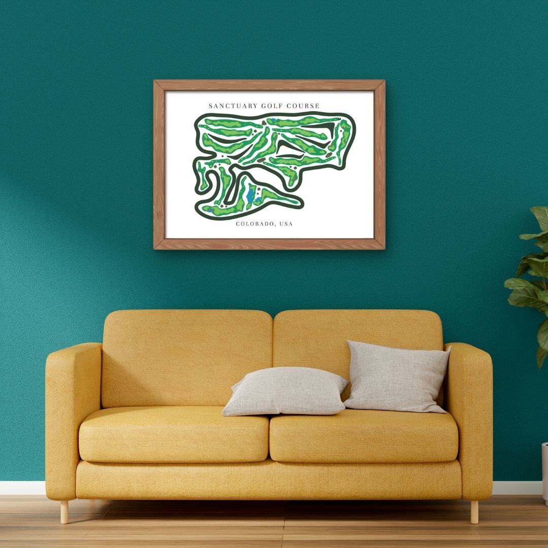 Sanctuary Golf Course Golf Course Prints, Colorado, Golf Map Artwork