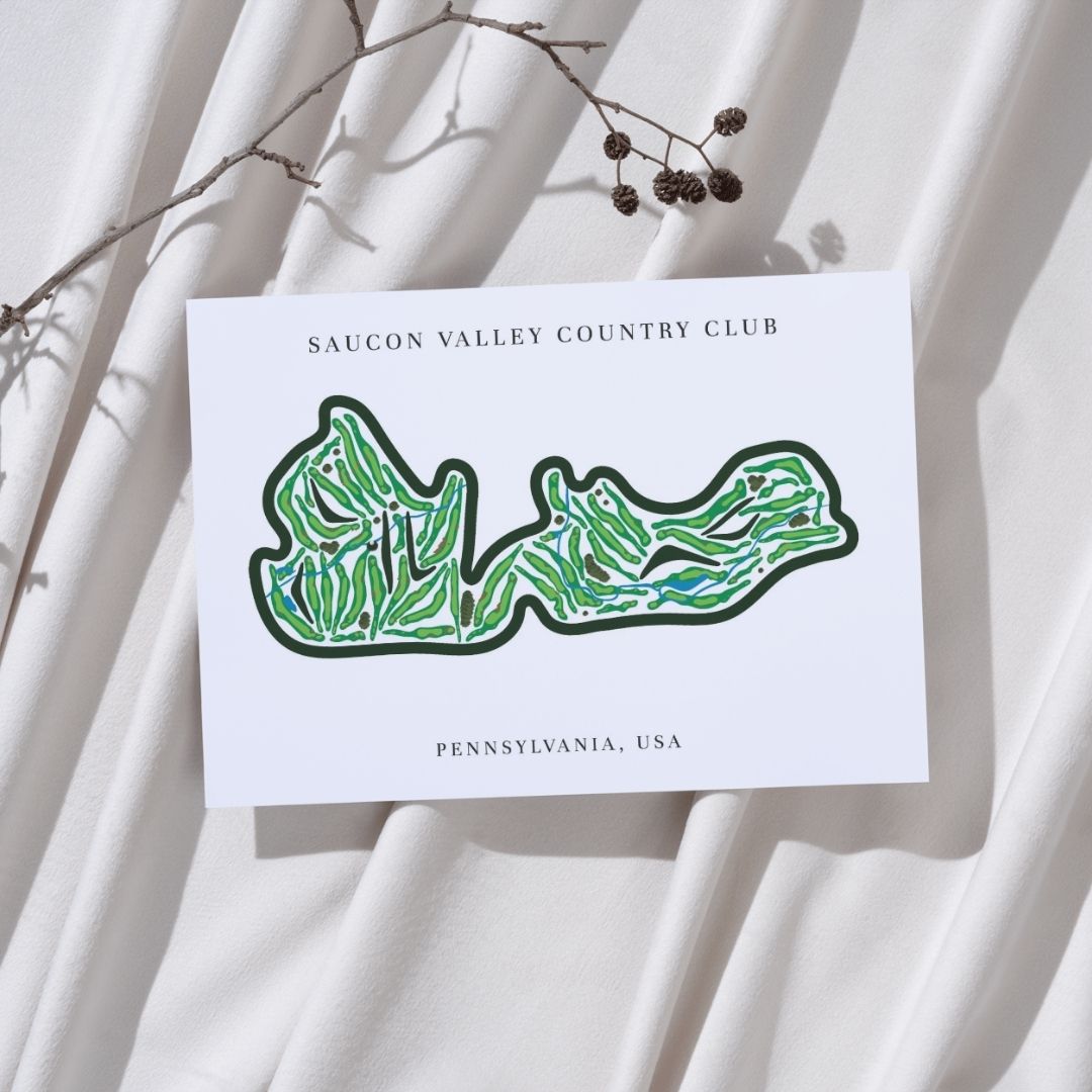 Saucon Valley Country Club Golf Course Prints, Pennsylvania, Golf Map Artwork