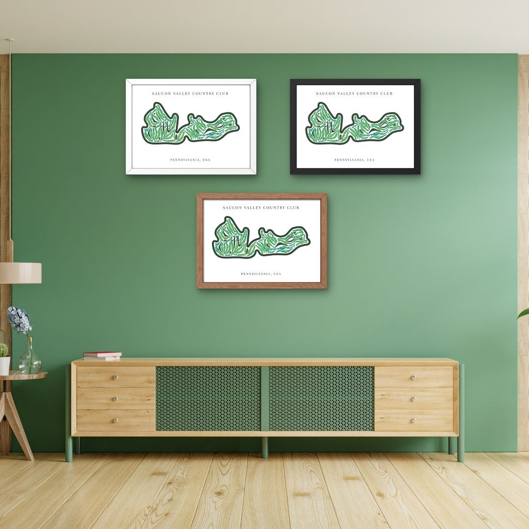 Saucon Valley Country Club Golf Course Prints, Pennsylvania, Golf Map Artwork