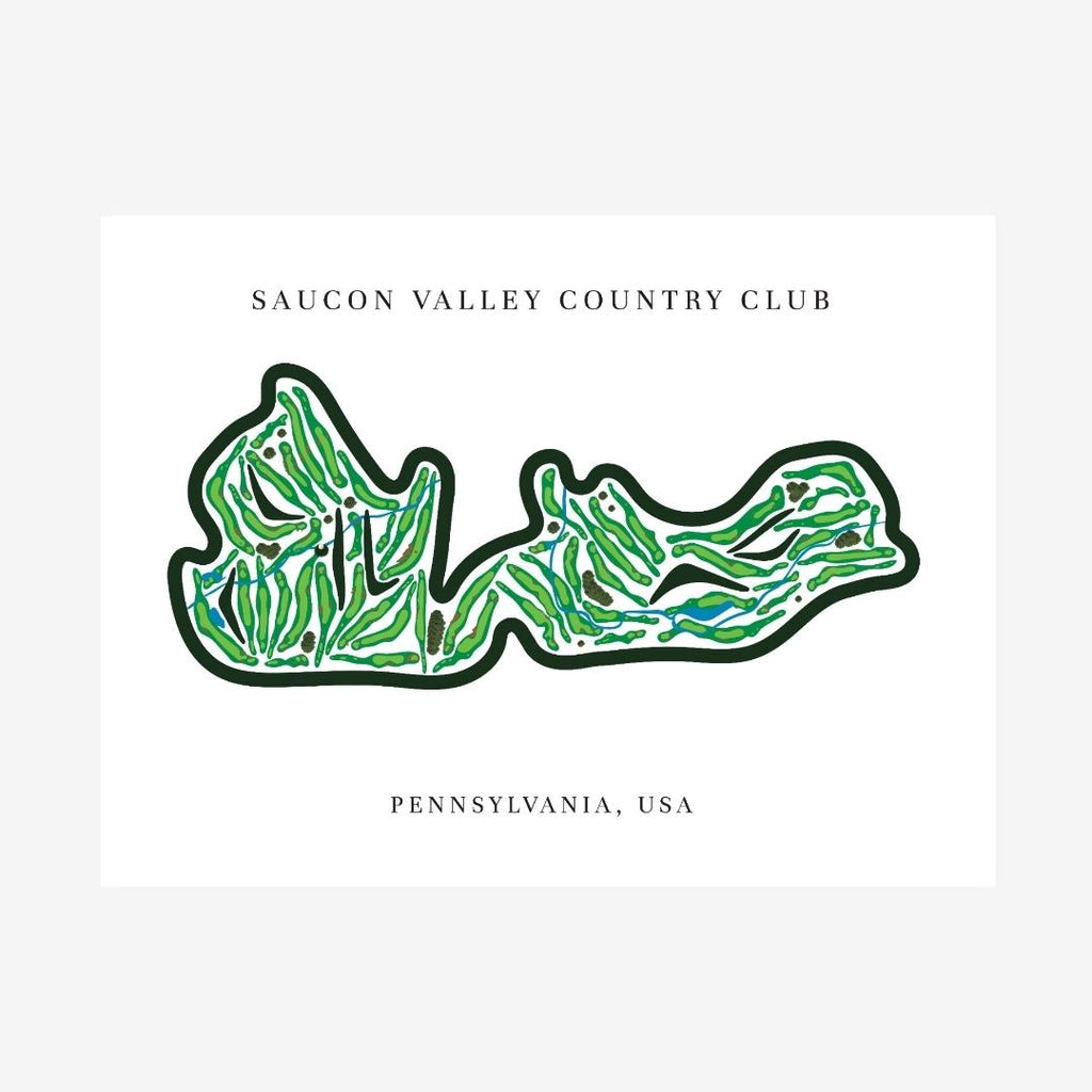 Saucon Valley Country Club Golf Course Prints, Pennsylvania, Golf Map Artwork