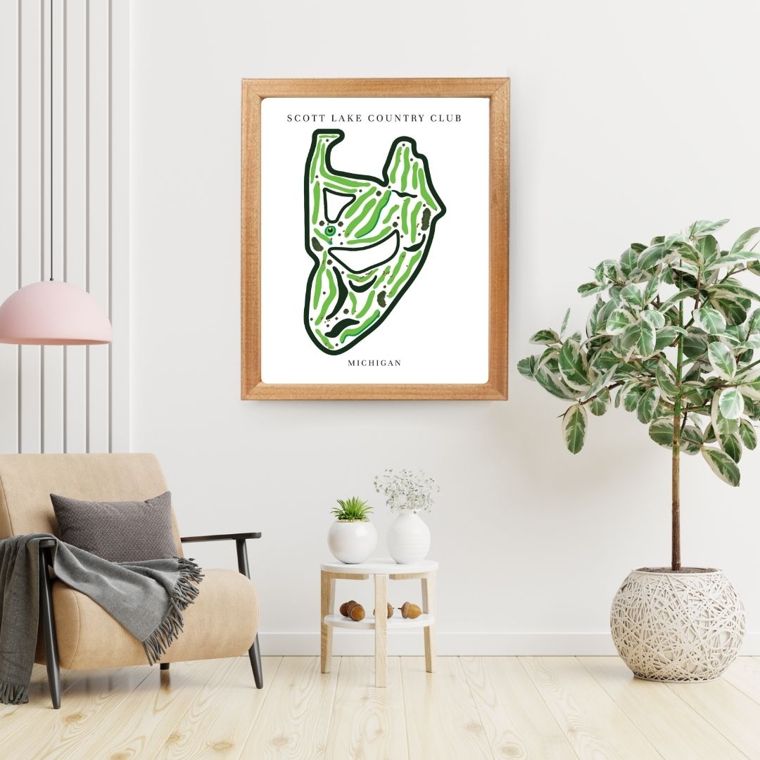 Scott Lake Country Club Golf Course Prints, Michigan, Golf Map Artwork