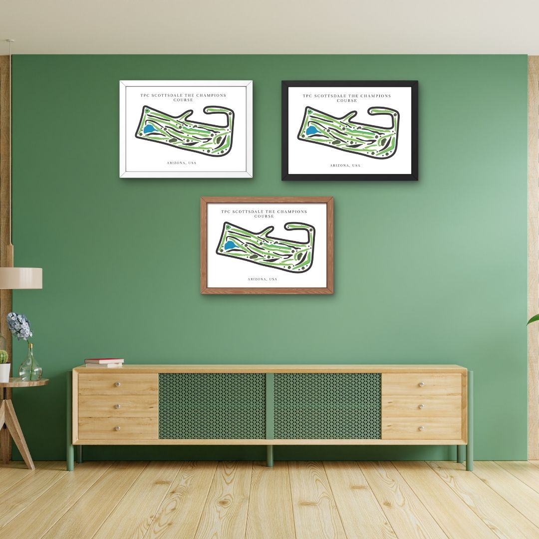 TPC Scottsdale The Champions Course Golf Course Prints, Arizona, Golf Map Artwork