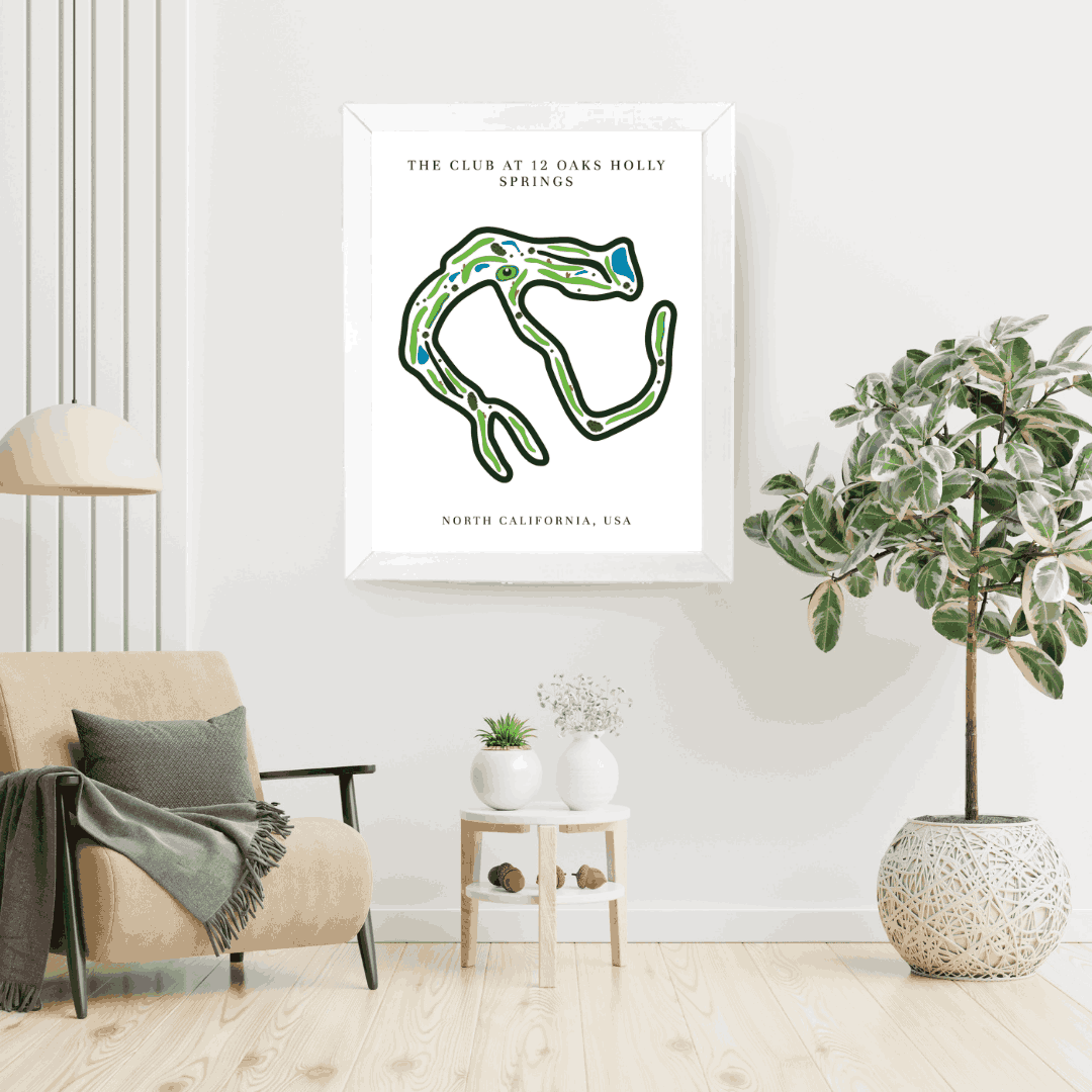 The Club at 12 Oaks Golf Course Prints, North Carolina, Golf Map Artwork