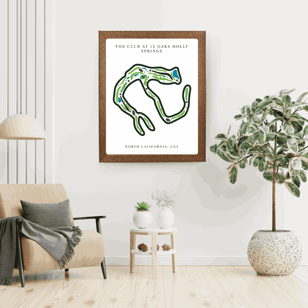 The Club at 12 Oaks Golf Course Prints, North Carolina, Golf Map Artwork
