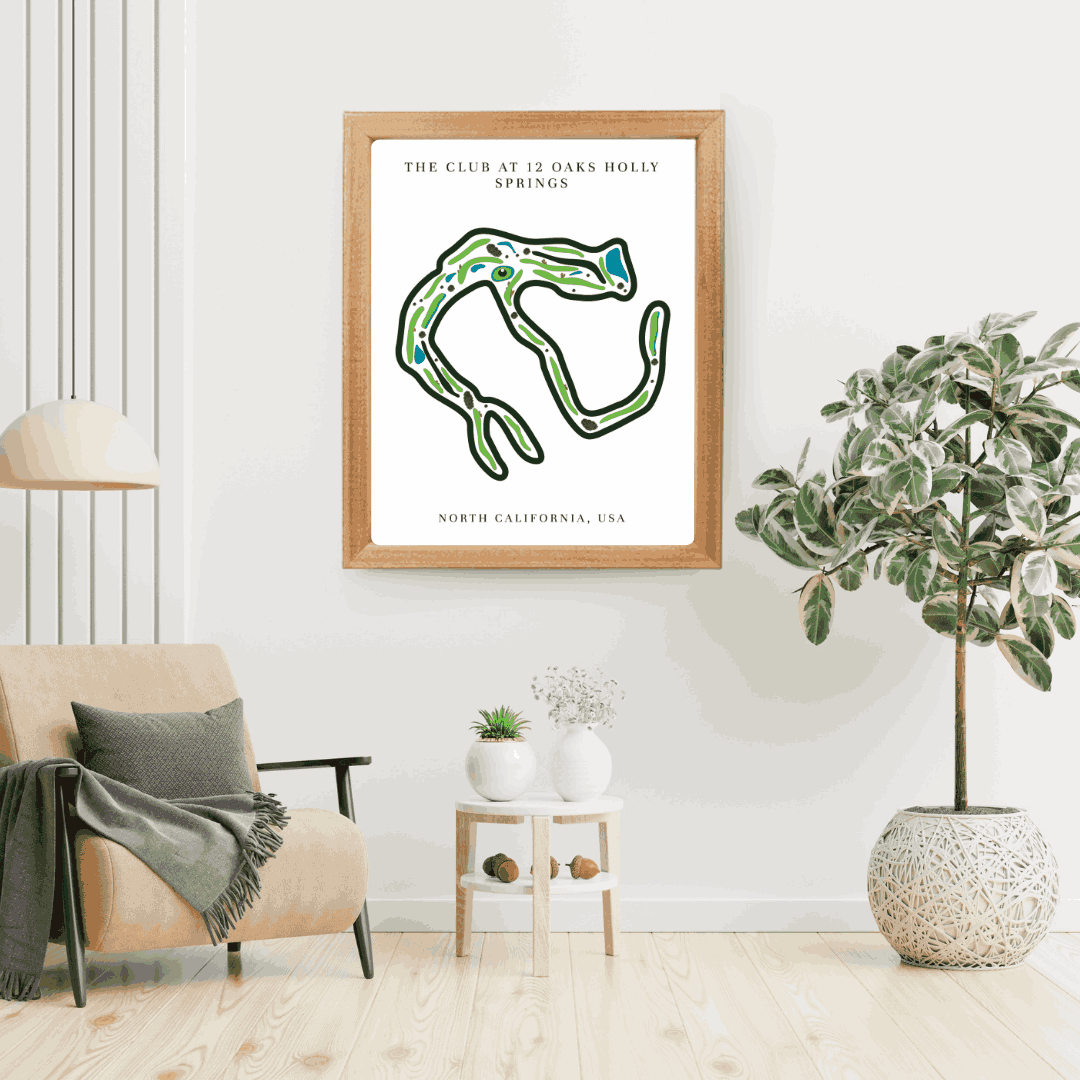 The Club at 12 Oaks Golf Course Prints, North Carolina, Golf Map Artwork