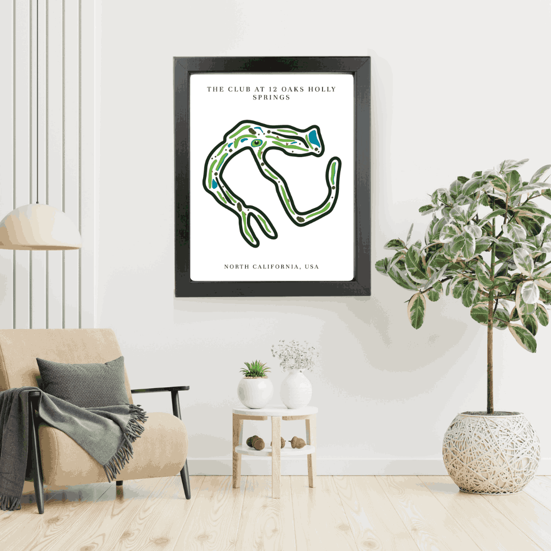 The Club at 12 Oaks Golf Course Prints, North Carolina, Golf Map Artwork