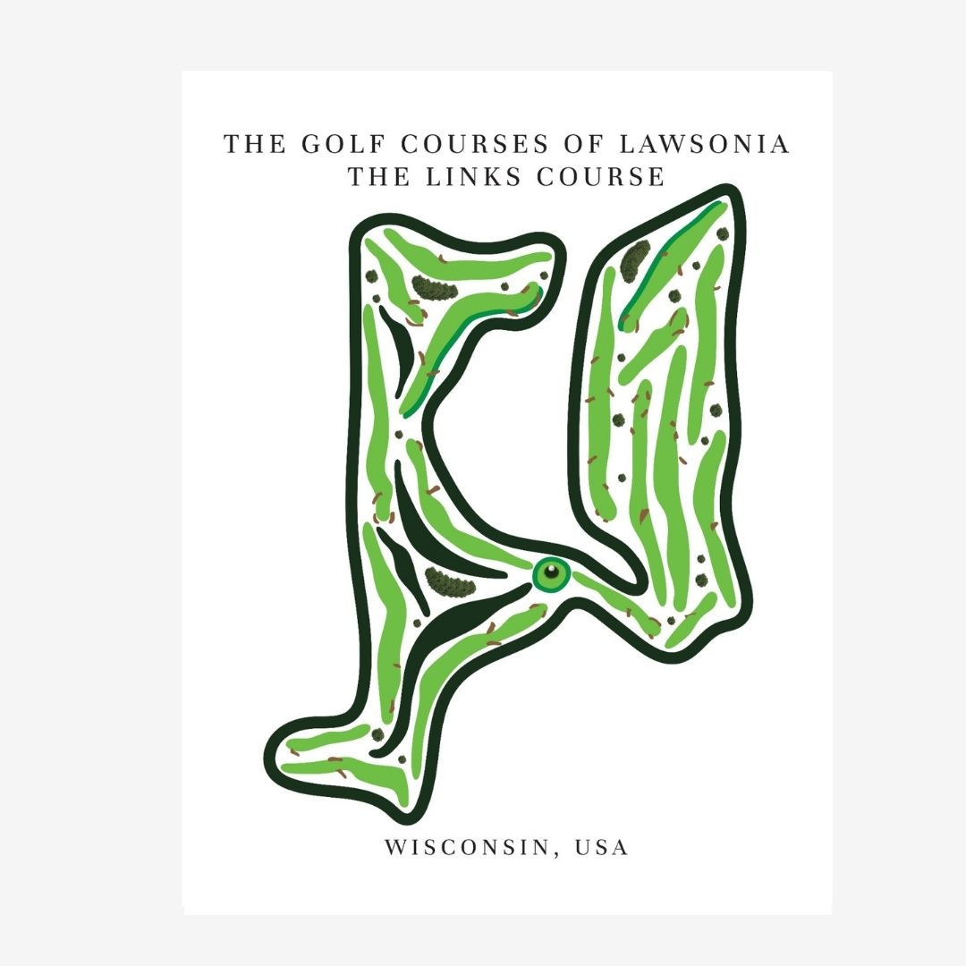 The Golf Courses of Lawsonia The Links Course Golf Course Prints, Wisconsin, Golf Map Artwork