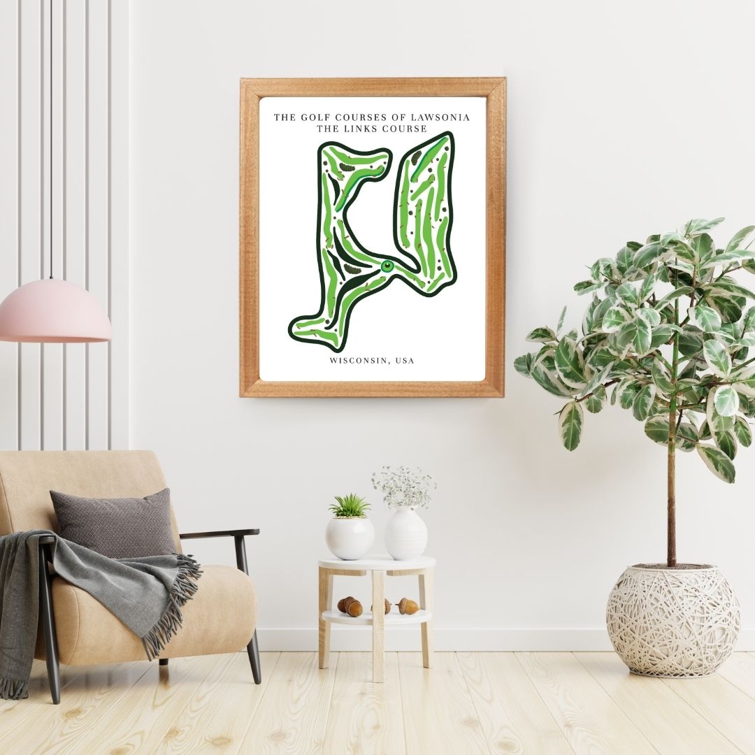 The Golf Courses of Lawsonia The Links Course Golf Course Prints, Wisconsin, Golf Map Artwork