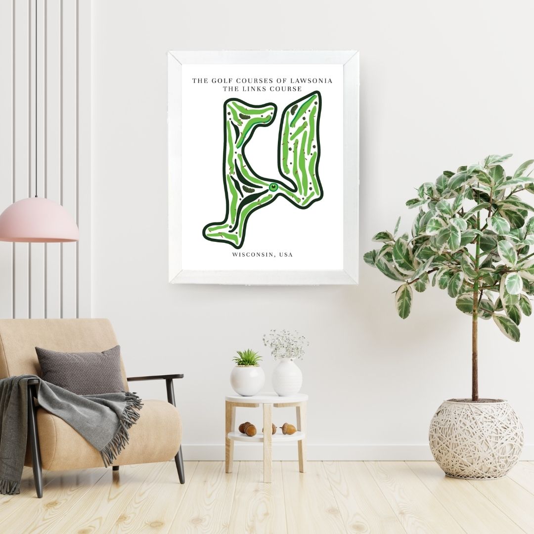 The Golf Courses of Lawsonia The Links Course Golf Course Prints, Wisconsin, Golf Map Artwork