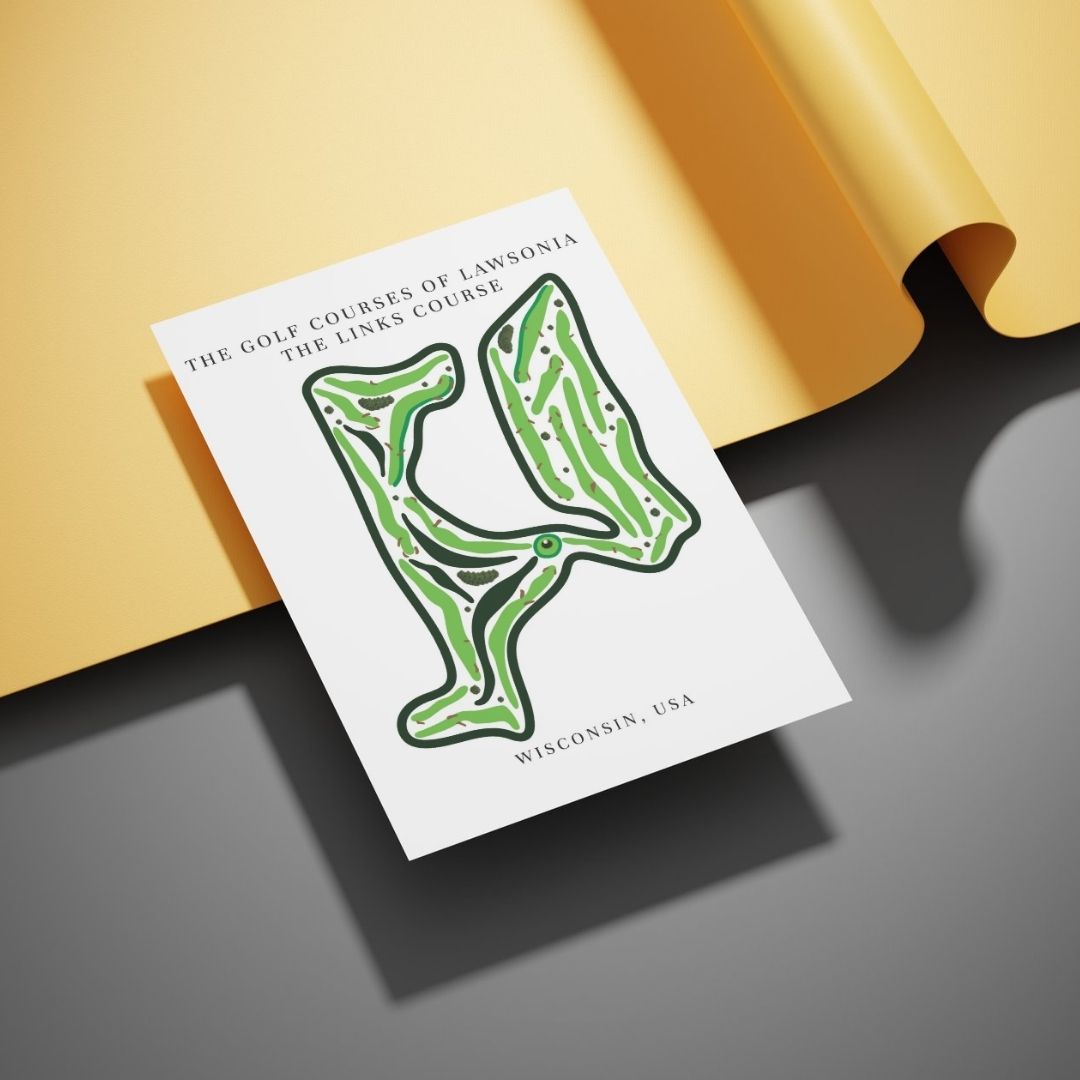 The Golf Courses of Lawsonia The Links Course Golf Course Prints, Wisconsin, Golf Map Artwork