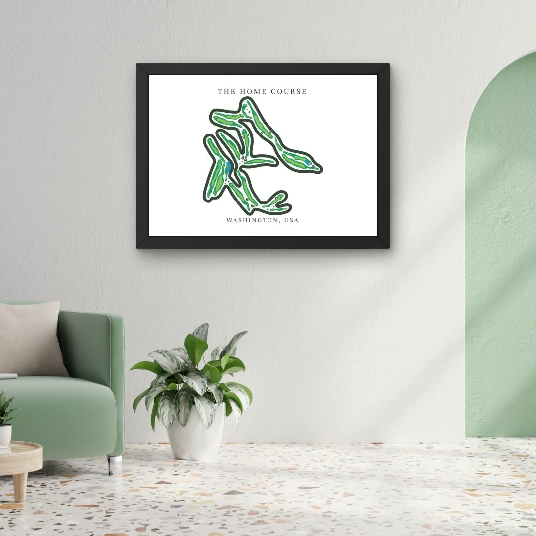 The Home Course Golf Course Prints, Washington, Golf Map Artwork