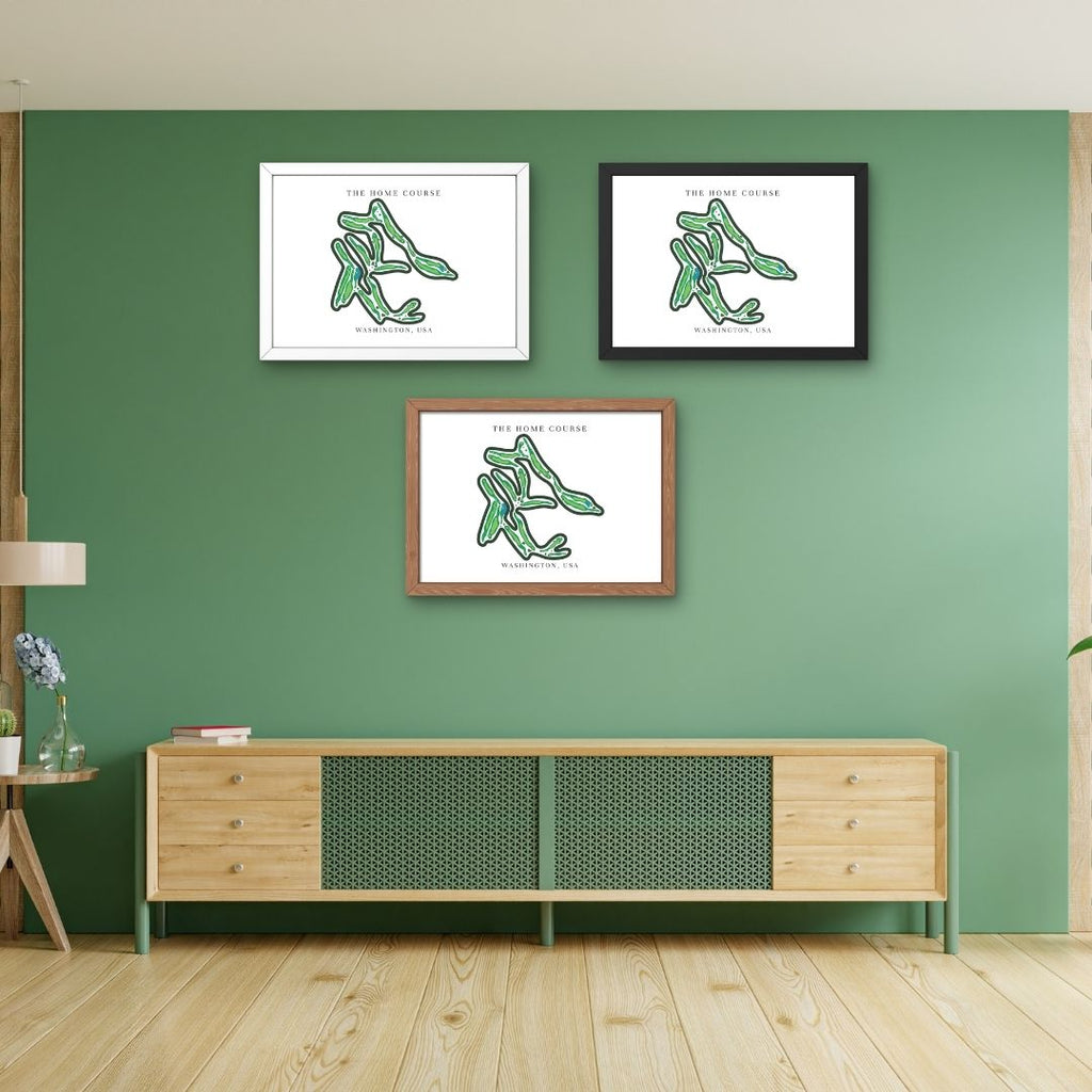 The Home Course Golf Course Prints, Washington, Golf Map Artwork