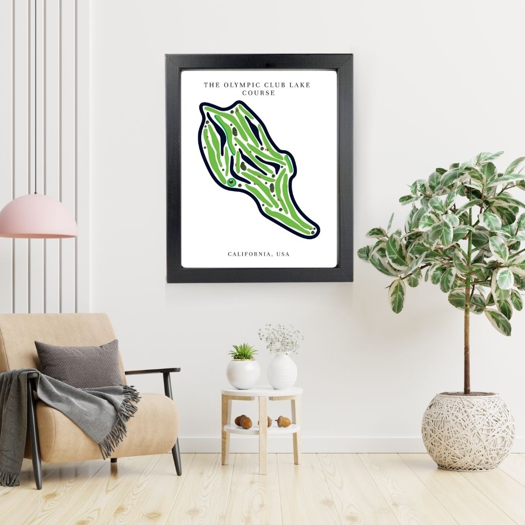 The Olympic Club Lake Course Golf Course Prints, California, Golf Map Artwork