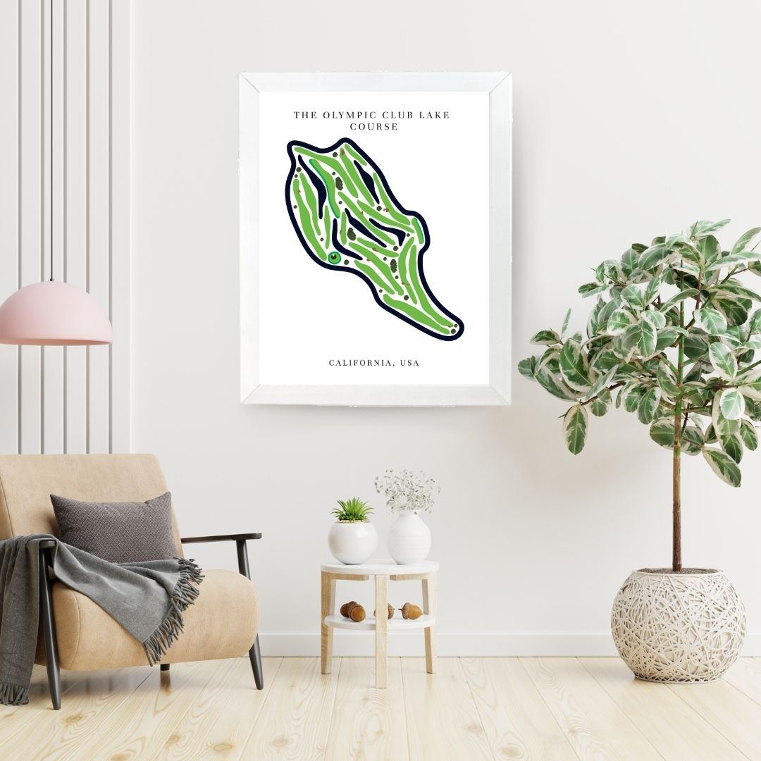 The Olympic Club Lake Course Golf Course Prints, California, Golf Map Artwork
