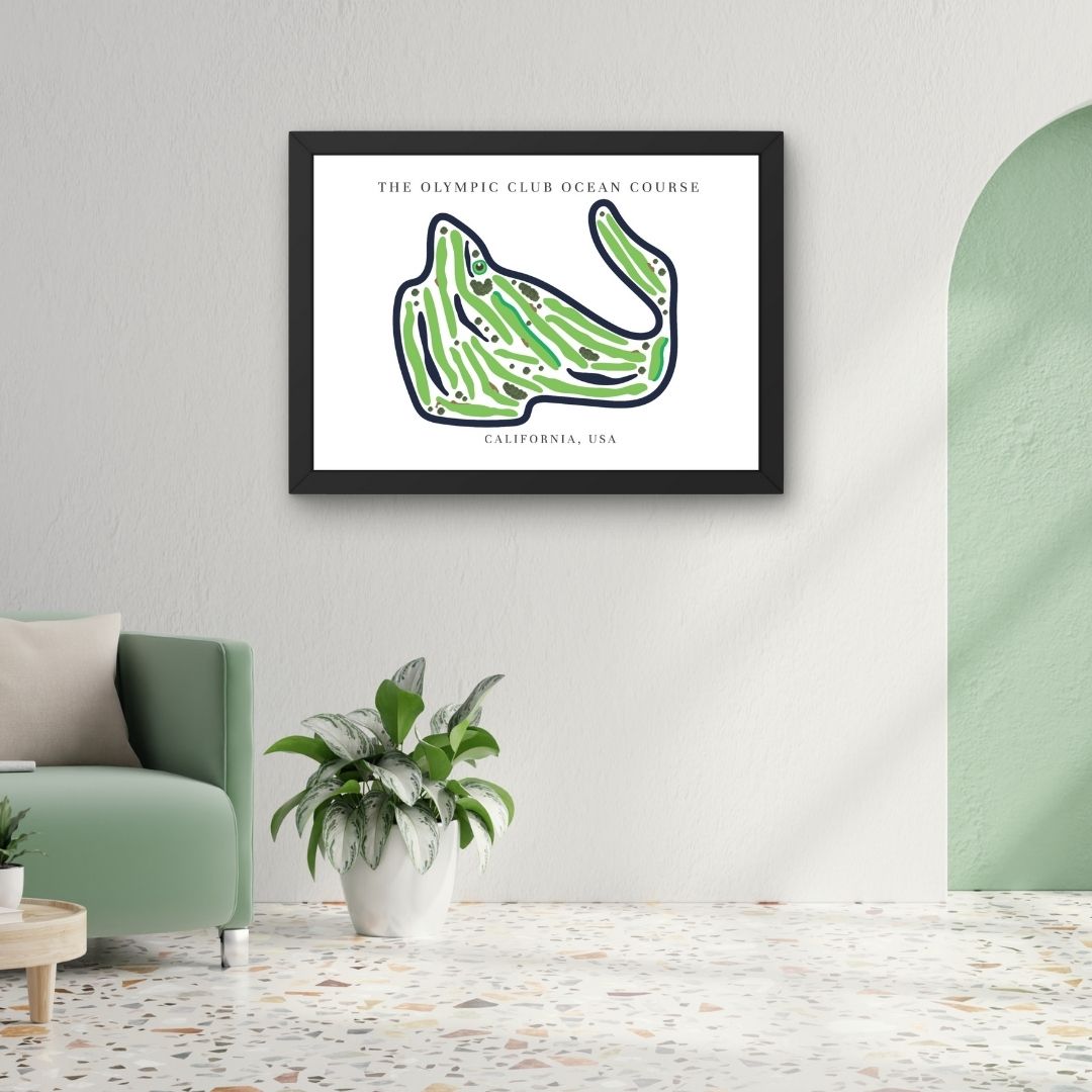 The Olympic Club Ocean Course Golf Course Prints, California, Golf Map Artwork