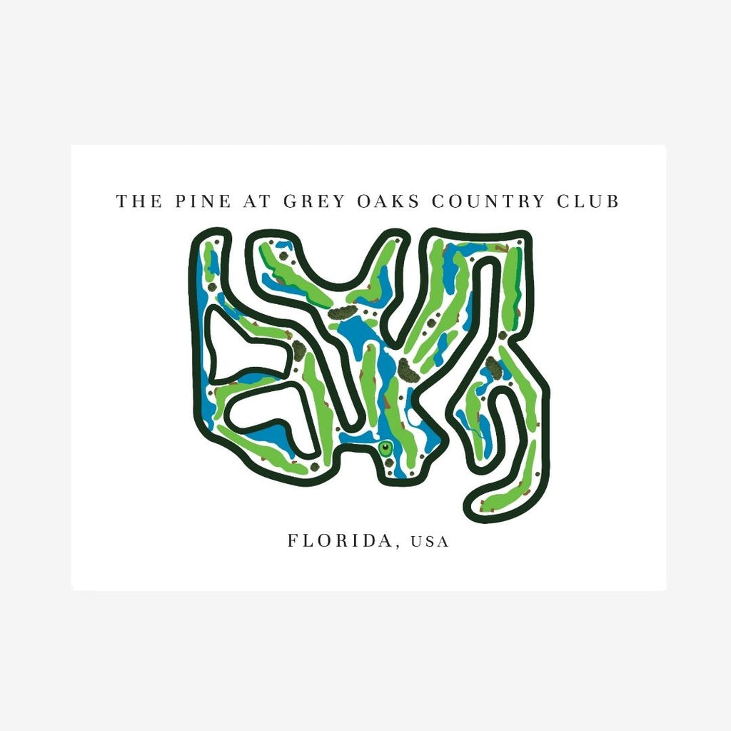 The Pine at Grey Oaks Country Club Golf Course Prints, Florida, Golf Map Artwork