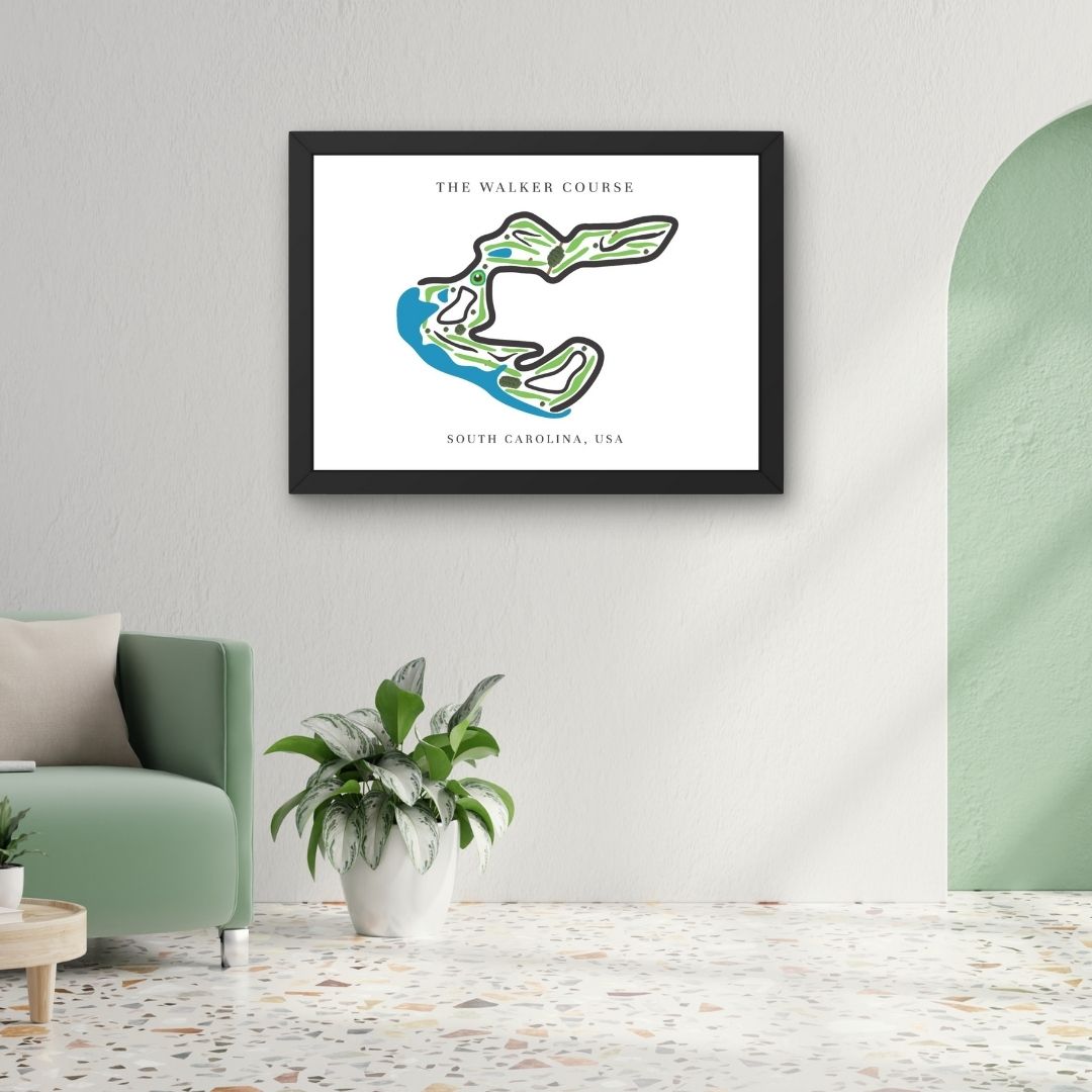 The Walker Course Golf Course Prints, South Carolina, Golf Map Artwork