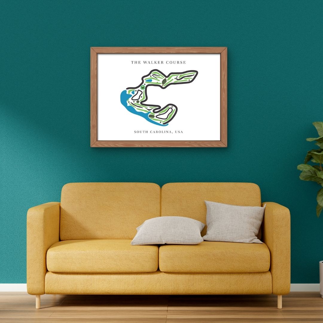 The Walker Course Golf Course Prints, South Carolina, Golf Map Artwork