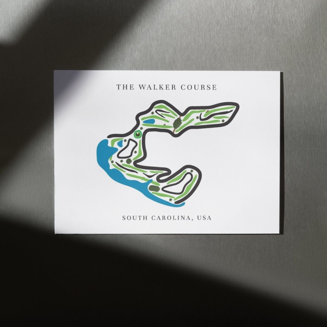 The Walker Course Golf Course Prints, South Carolina, Golf Map Artwork