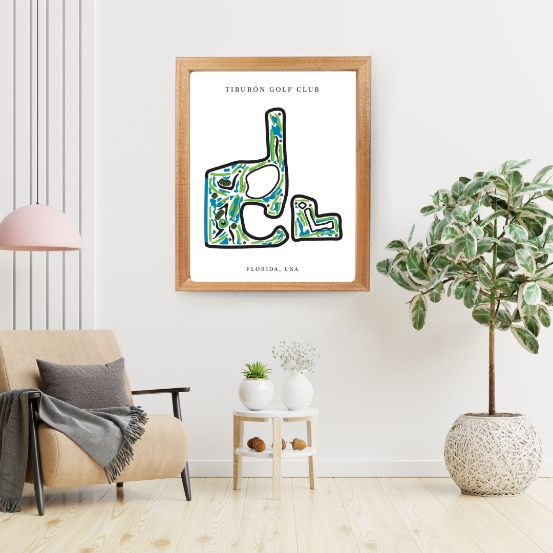 Tiburón Golf Club Golf Course Prints, Florida, Golf Map Artwork