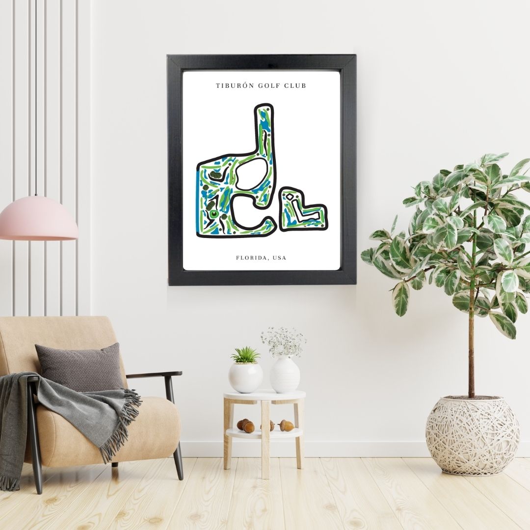 Tiburón Golf Club Golf Course Prints, Florida, Golf Map Artwork