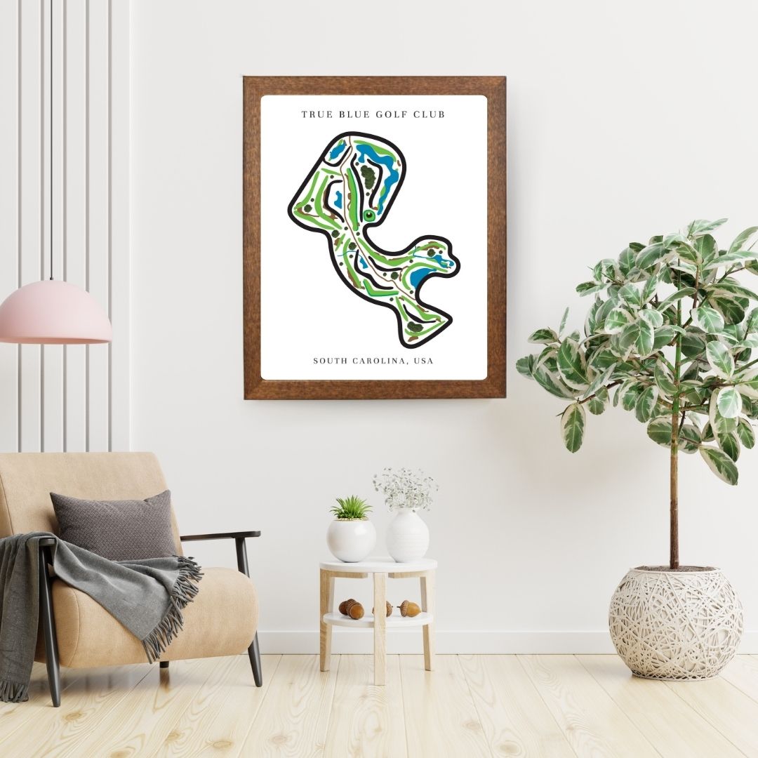 True Blue Golf Club Golf Course Prints, South Carolina, Golf Map Artwork