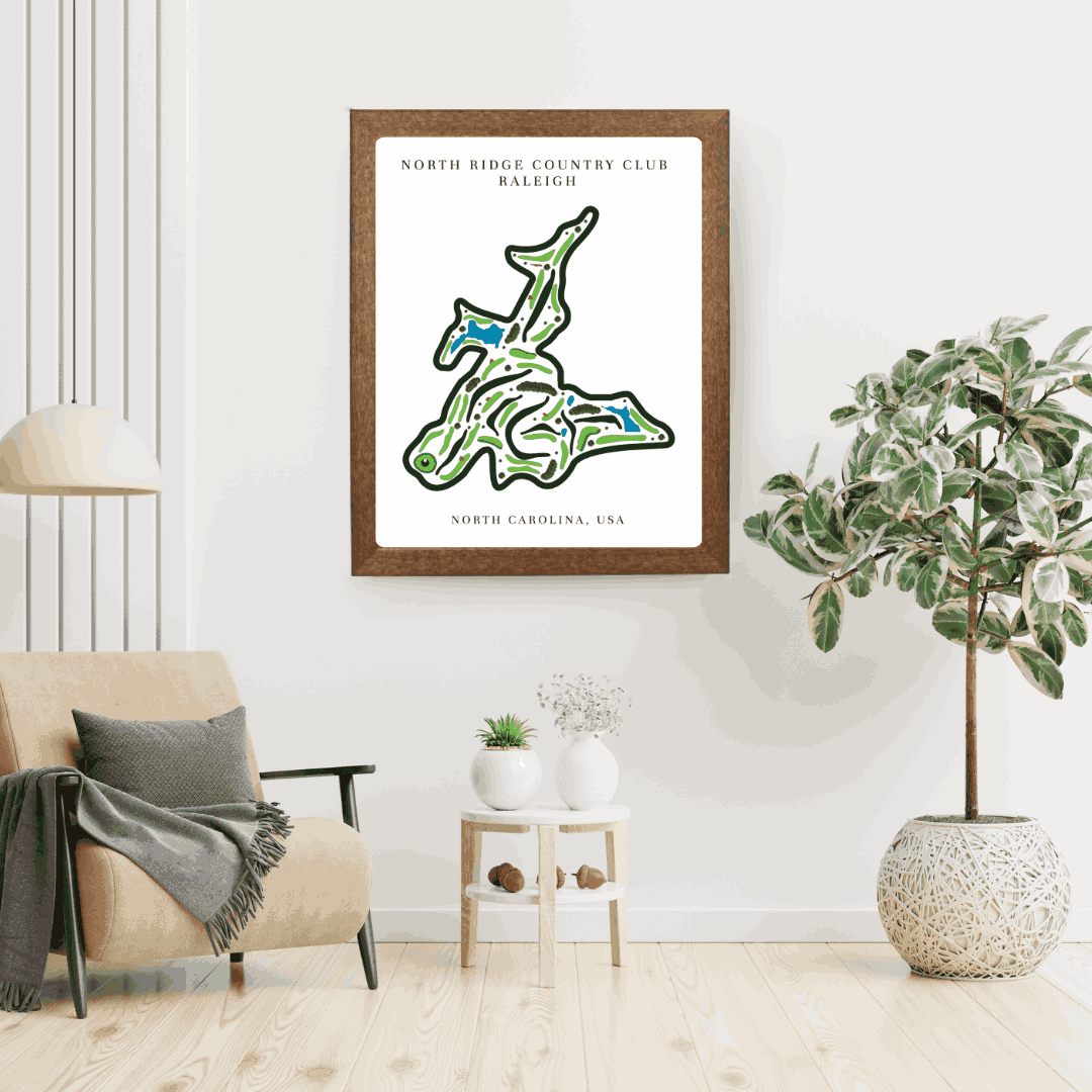 North Ridge Country Club Golf Course Print, North Carolina, Golf Map Artworks