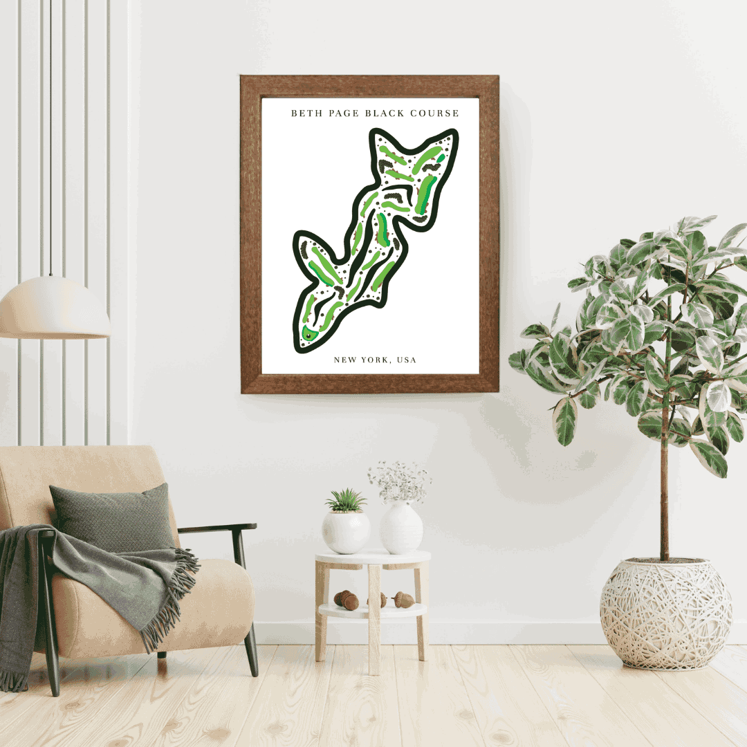 Beth Page Black Golf Course Print, New York, Golf Map Artworks