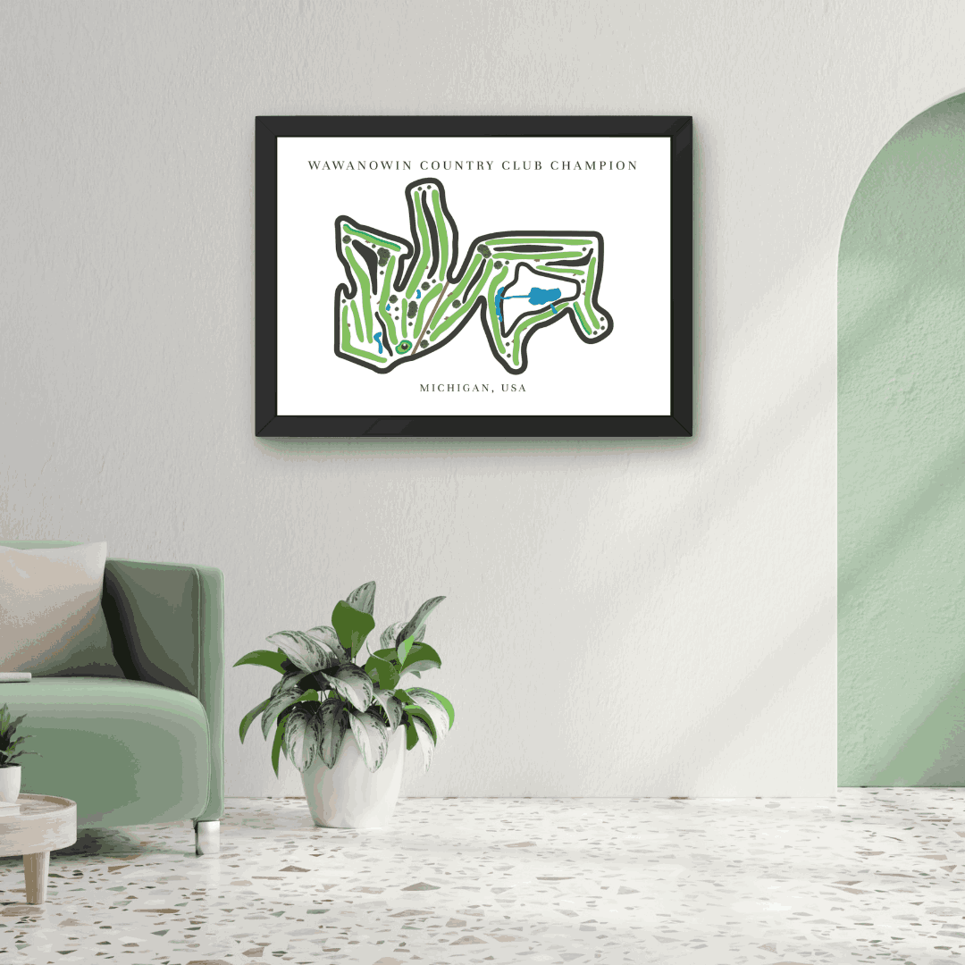 Wawanowin Country Club Golf Course Prints, Michigan, Golf Map Artwork
