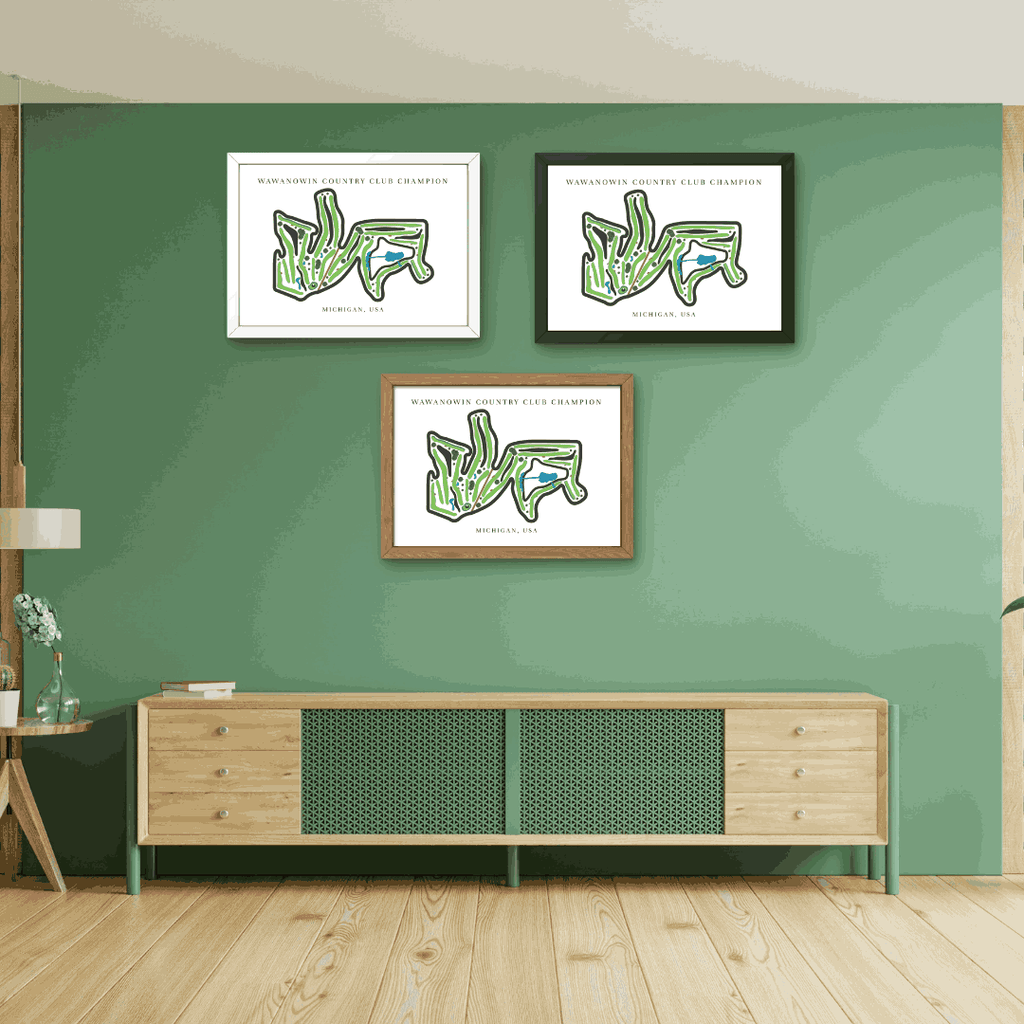 Wawanowin Country Club Golf Course Prints, Michigan, Golf Map Artwork